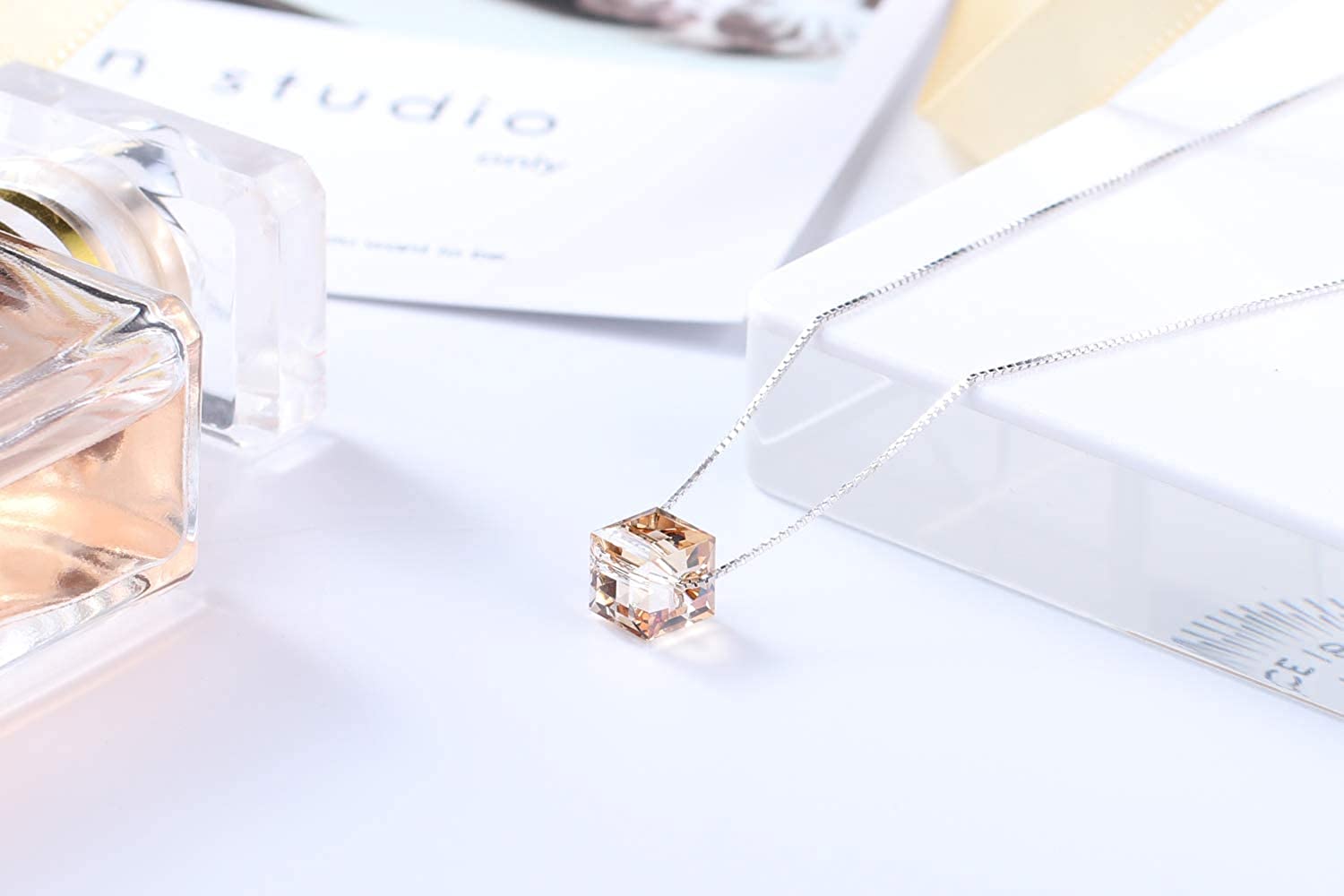 PLATO H S925 Sterling Silver Necklace Cubic Crystals Pendant Necklace for Women Allergy Free Unique Jewelry Gifts with Exquisited Gift Box Mothers Day Gifts - Image 3
